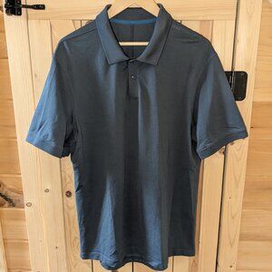 LULULEMON Tech Pique Polo Short Sleeve Shirt Golf Casual Dark Gray Large Stretch